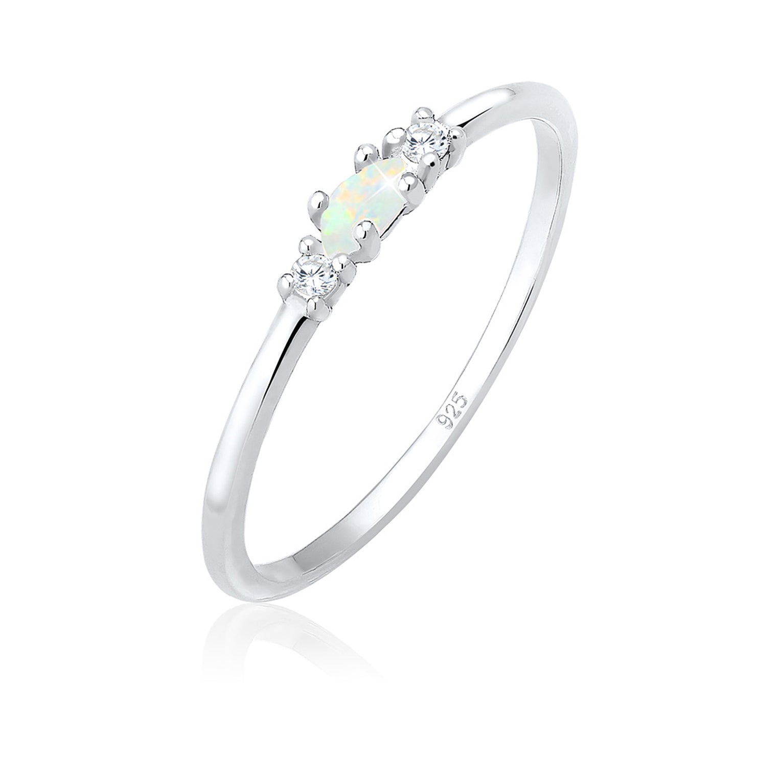 Silver Cincin Perhiasan Perak 925 Wanita Vintage Opal and Zirconia