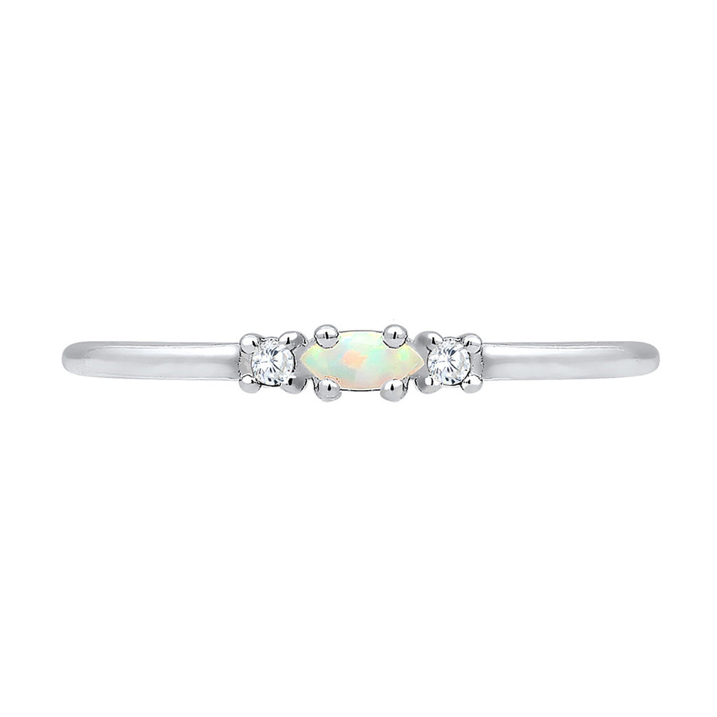 Silver Cincin Perhiasan Perak 925 Wanita Vintage Opal and Zirconia