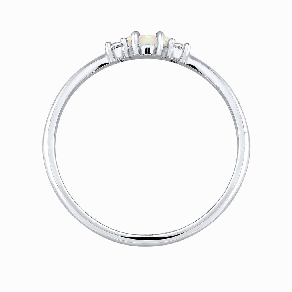 Silver Cincin Perhiasan Perak 925 Wanita Vintage Opal and Zirconia