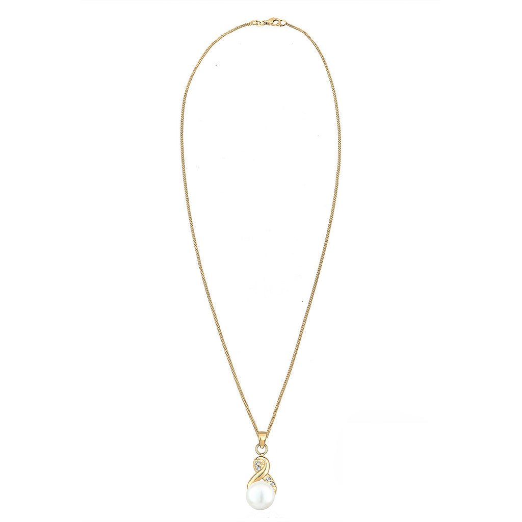 Gold Perhiasan Wanita Perak Asli - Silver Kalung   Pearl Infinity Crystals Lapis Emas