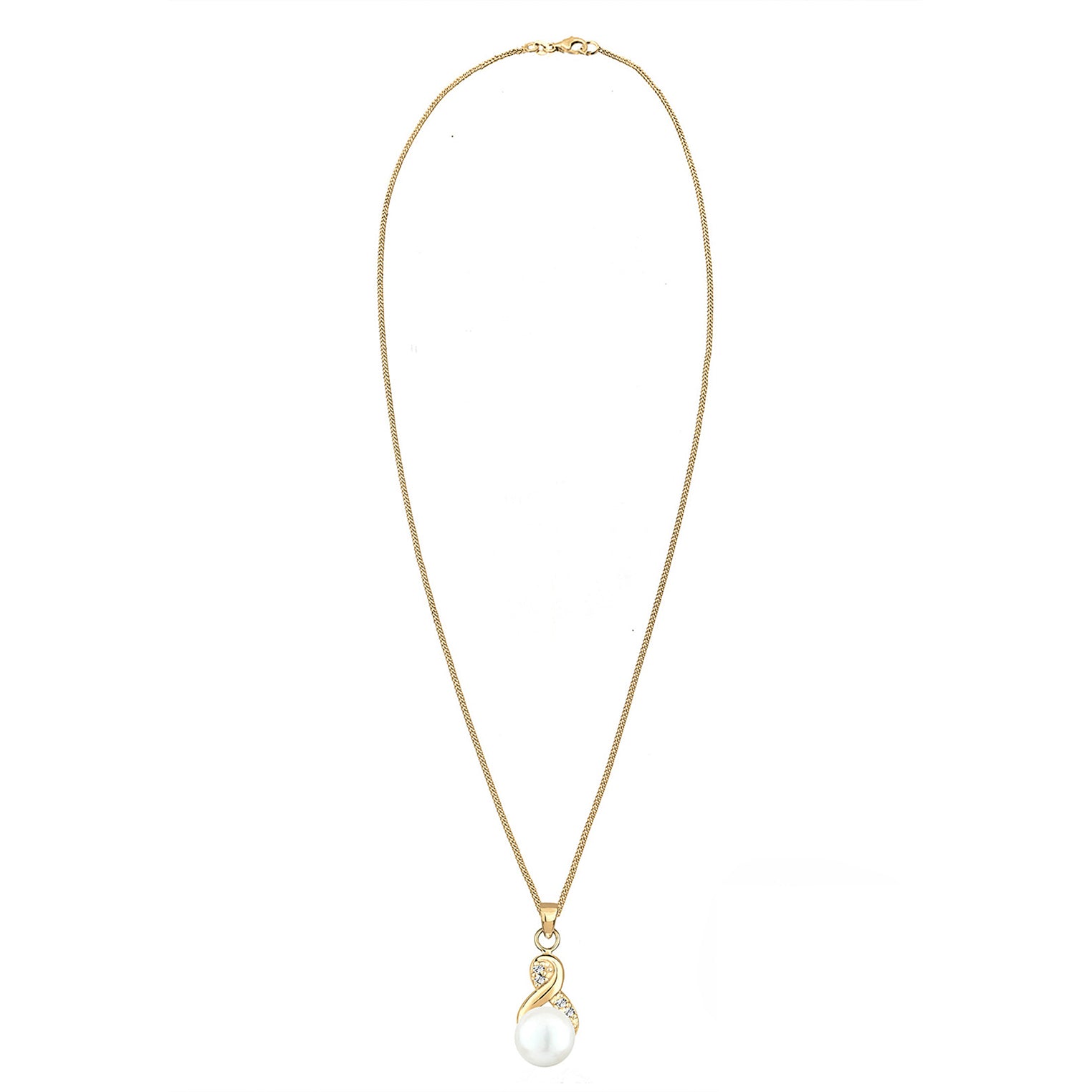 Gold Perhiasan Wanita Perak Asli - Silver Kalung   Pearl Infinity Crystals Lapis Emas