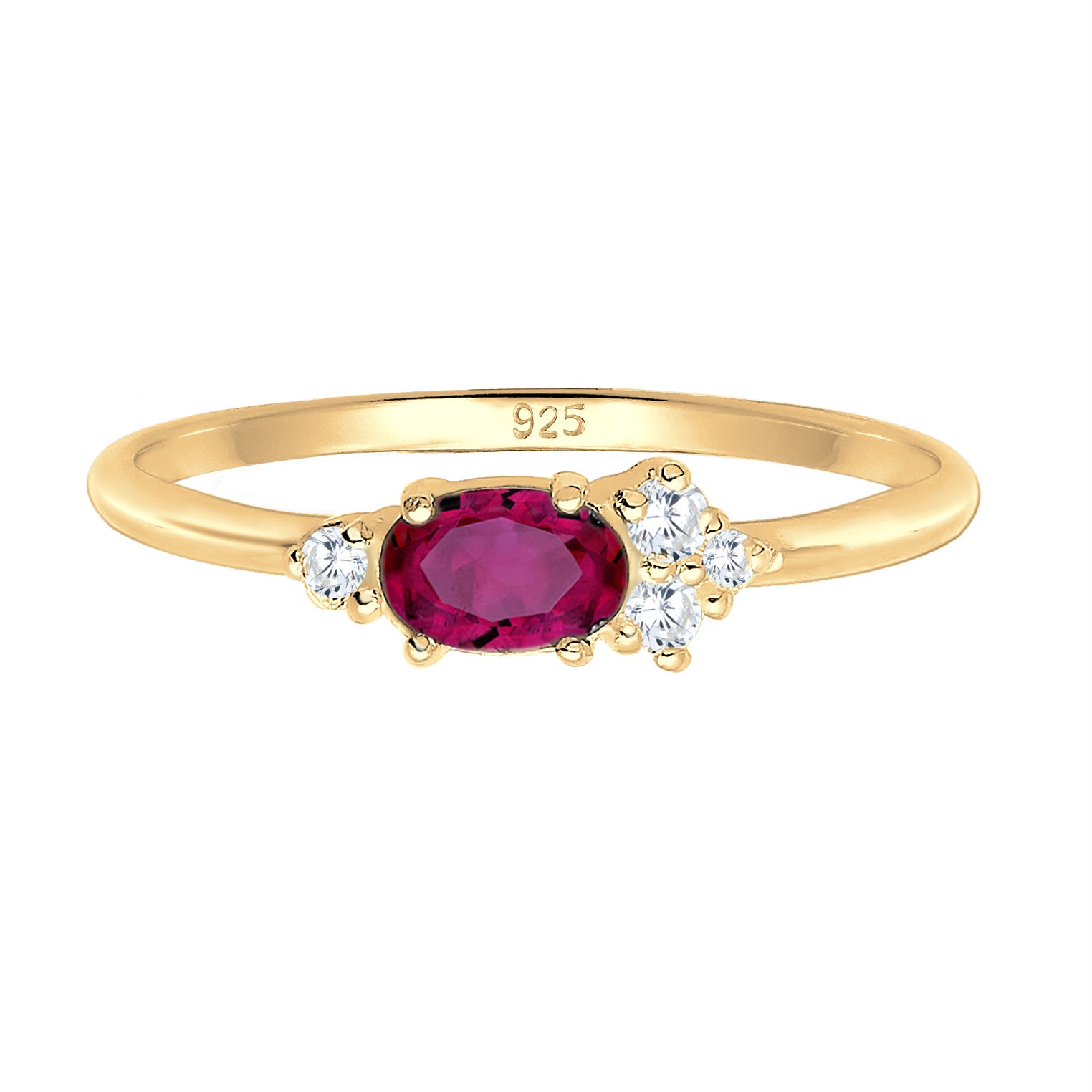 Red Cincin Perhiasan Perak 925 Wanita Zirconia Syntentic Ruby Gold Plated