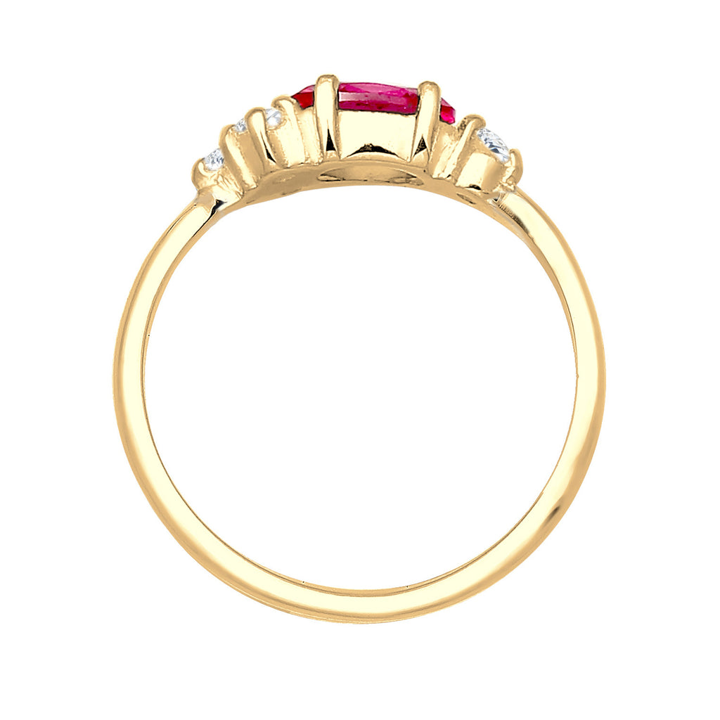 Red Cincin Perhiasan Perak 925 Wanita Zirconia Syntentic Ruby Gold Plated