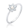 Silver - Elli PREMIUM | Crystal Flower Ring 925 Silver – Embellished with Pearls and Crystals by Swarovski®
