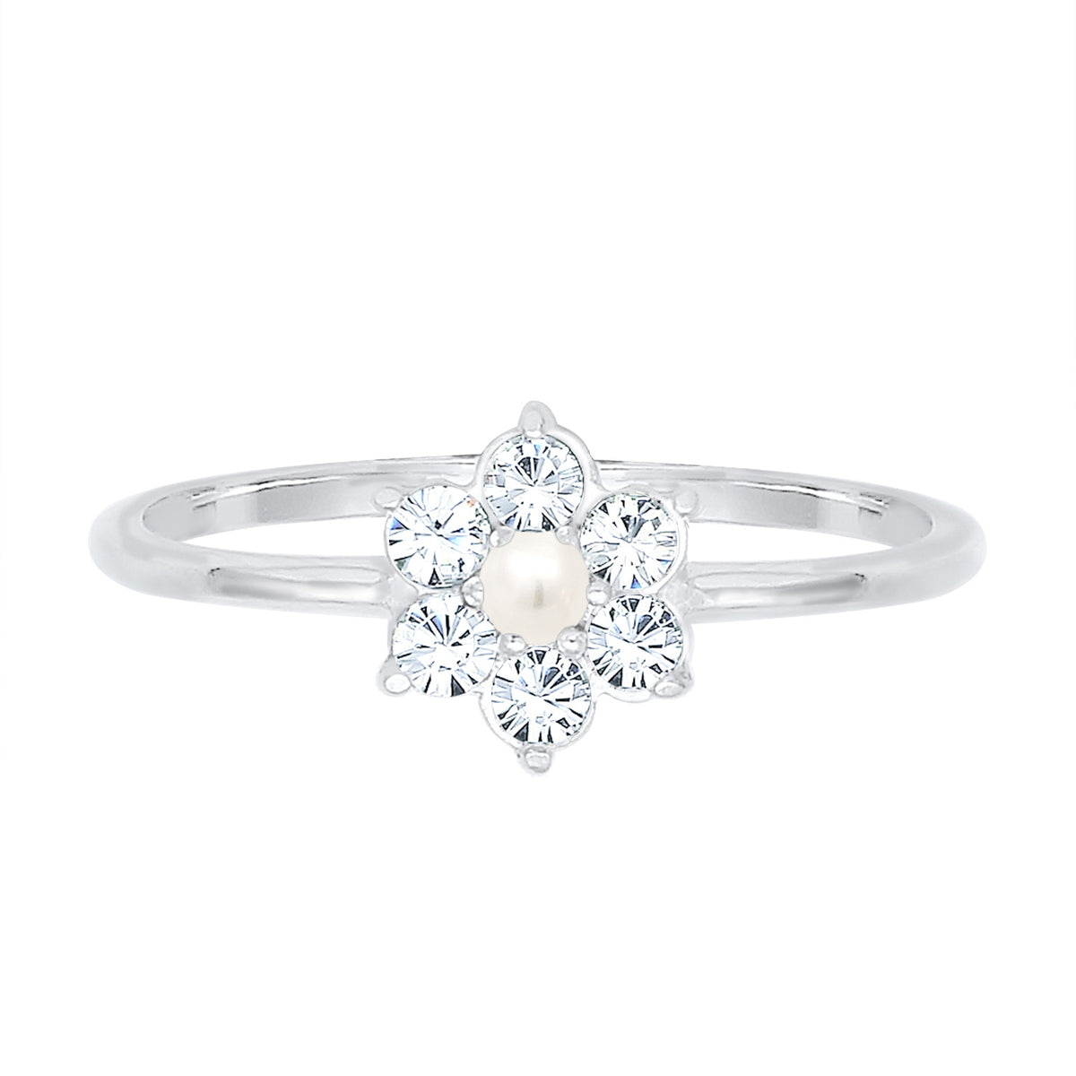 Silver - Elli PREMIUM | Ring Flower Synthetic Pearl Embellished with Crystals by Swarovski® 925 Sterling Silver