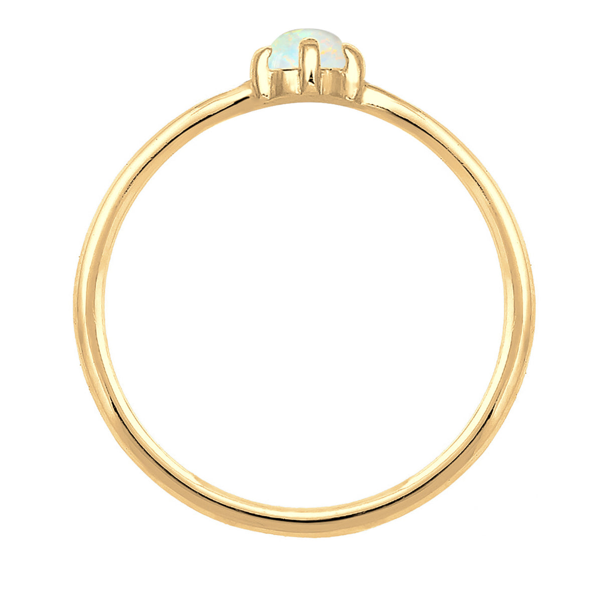Ring Band Basic Geo Synthetic Opal In 925 Sterling Silver Gold Plated