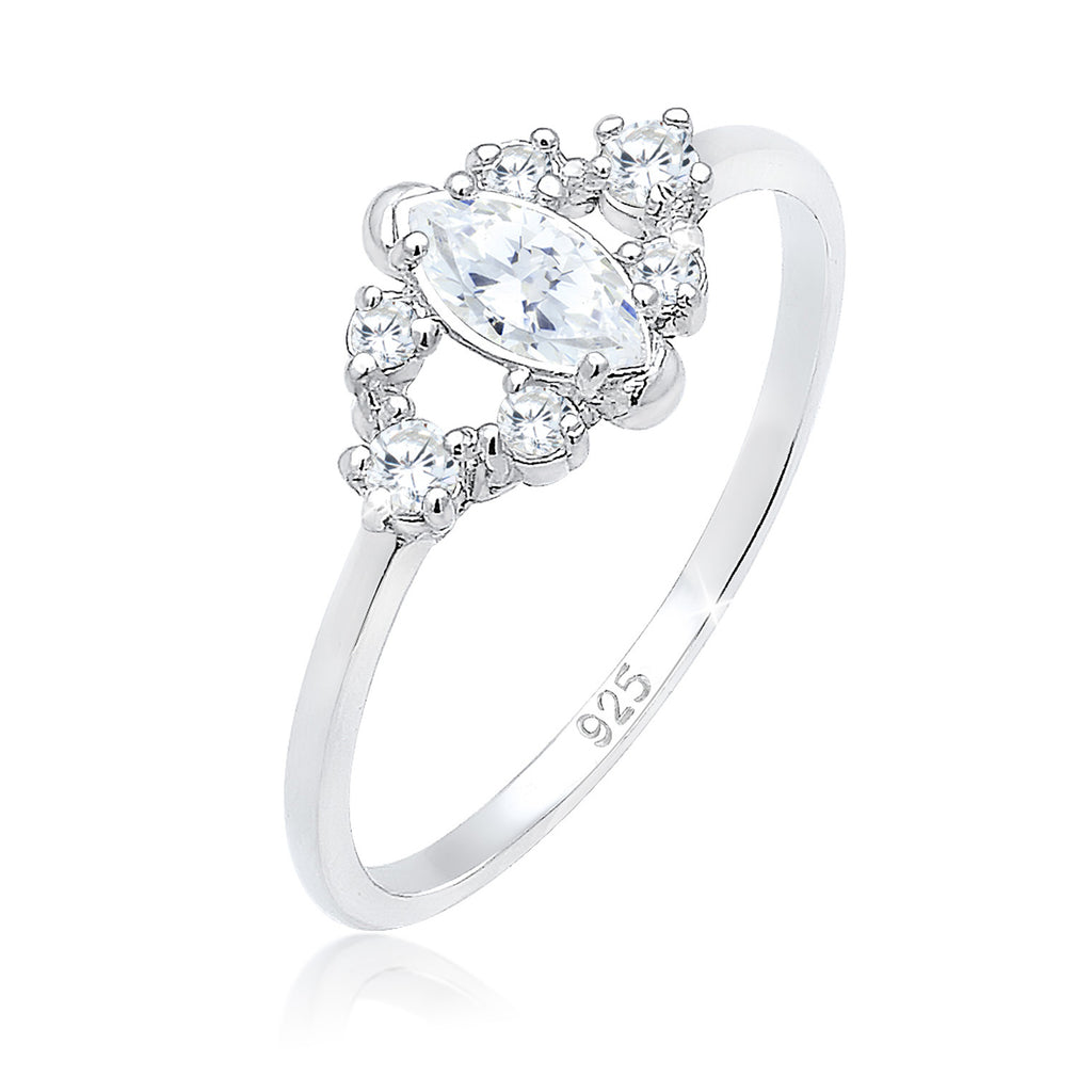 Silver Cincin Perhiasan Perak 925 Wanita Classic Zirconia Gemstone