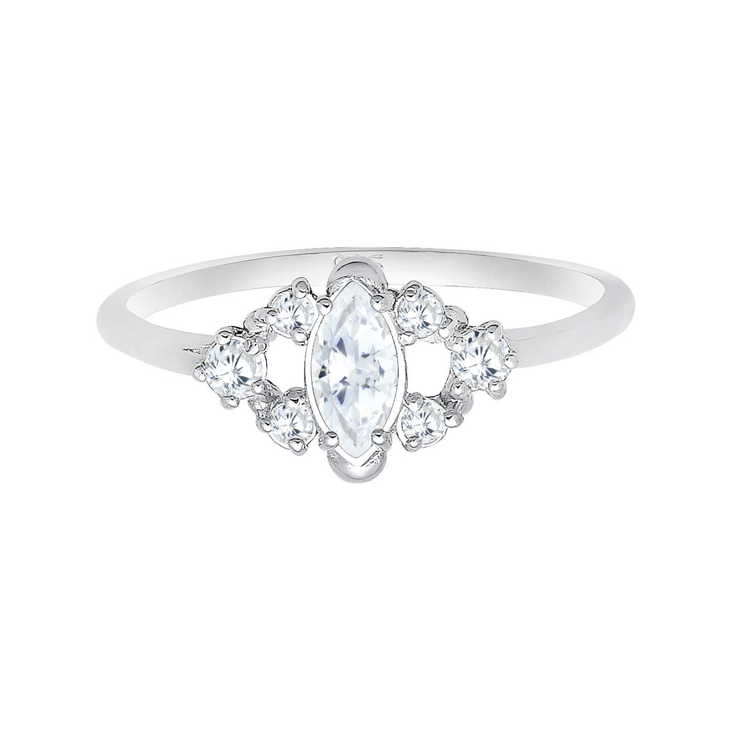 Silver Cincin Perhiasan Perak 925 Wanita Classic Zirconia Gemstone