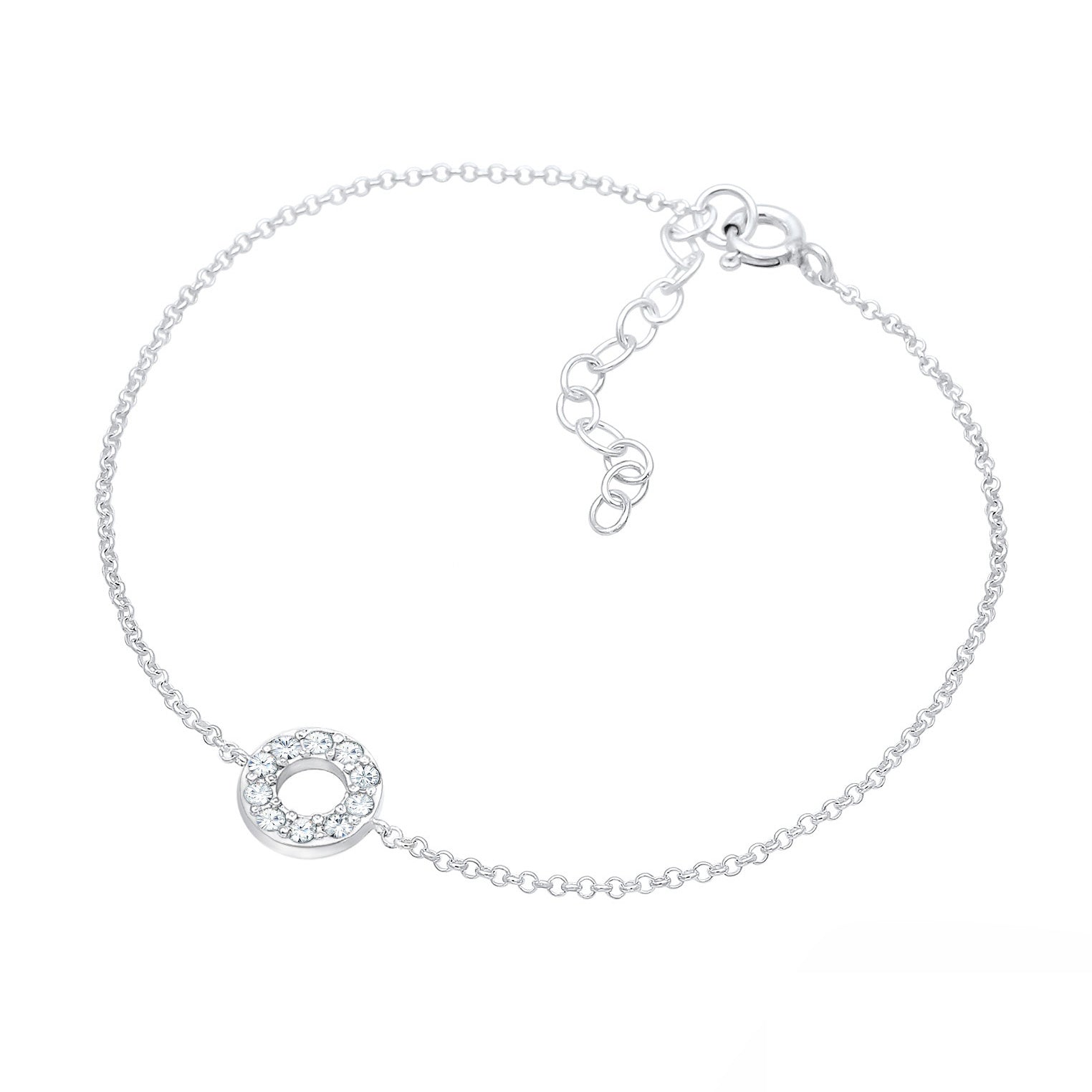 Silver Perhiasan Wanita Perak Asli - Silver Gelang Circle Geo Basic Crystal