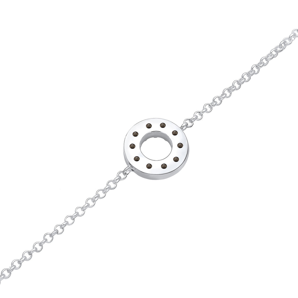 Silver Perhiasan Wanita Perak Asli - Silver Gelang Circle Geo Basic Crystal