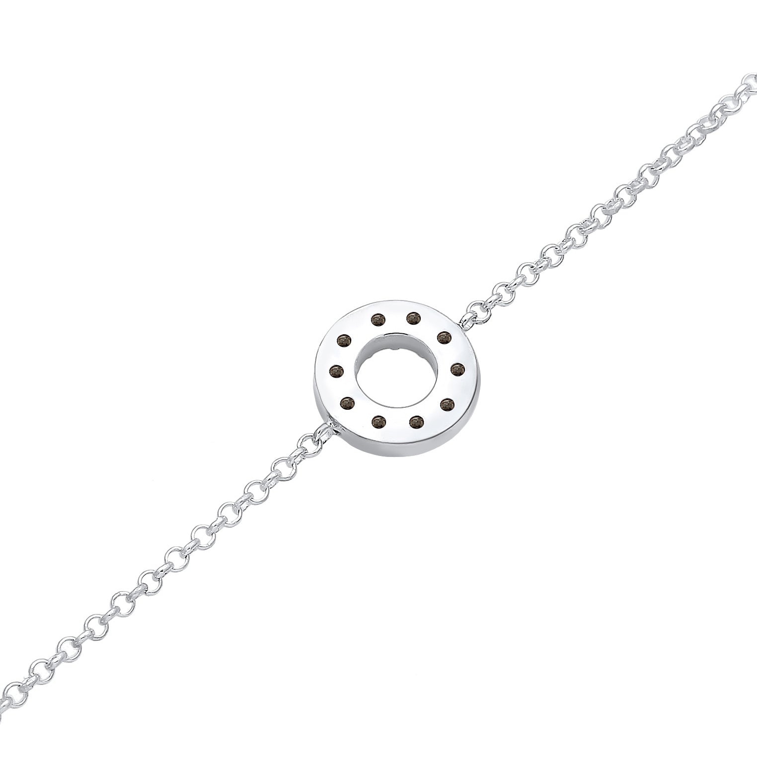 Silver Perhiasan Wanita Perak Asli - Silver Gelang Circle Geo Basic Crystal