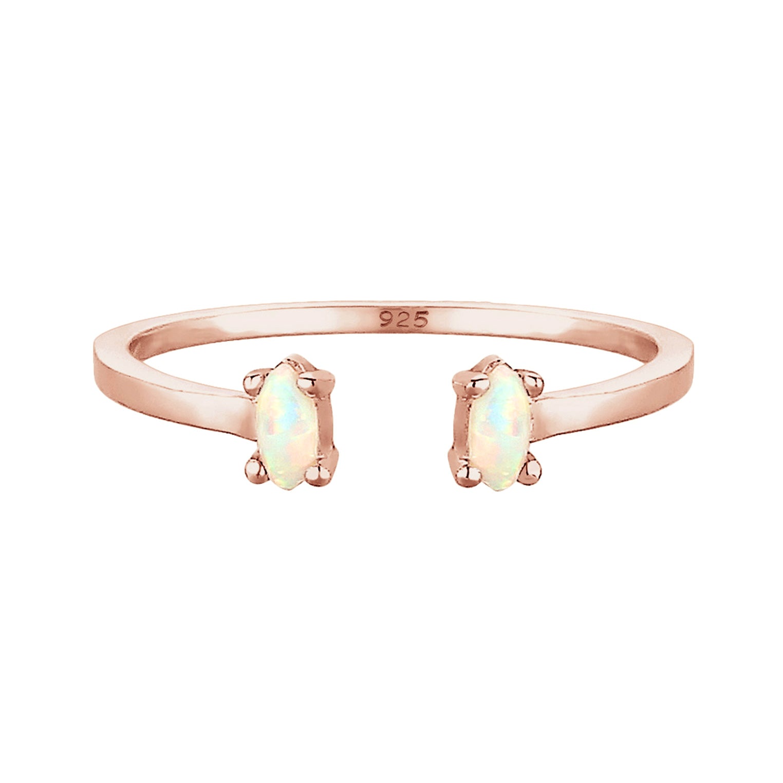 Rosegold Perhiasan Wanita Perak Asli - Silver Cincin Adjustable Oval Geo Rosegold Plated