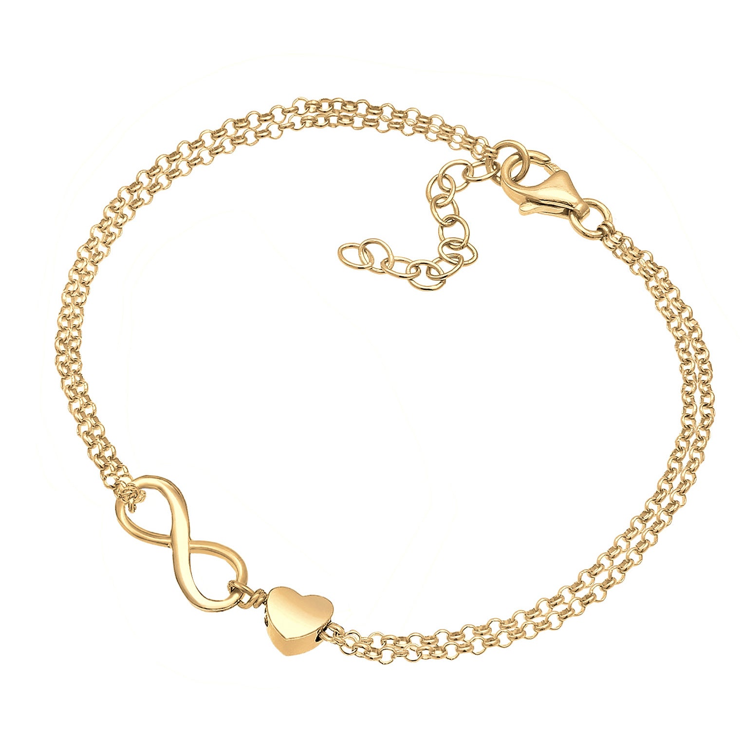Gold Perhiasan Wanita Perak Asli - Silver Gelang Heart Love Infinity Gold Plated