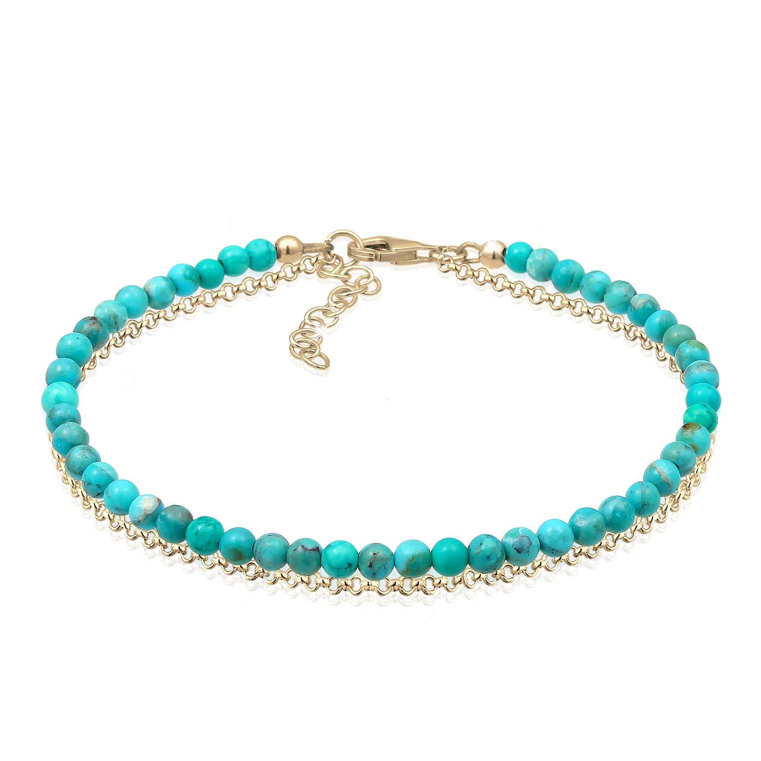 Turquoise Perhiasan Wanita Perak Asli - Silver Gelang Layer Howlite Gemstone Beads Boho