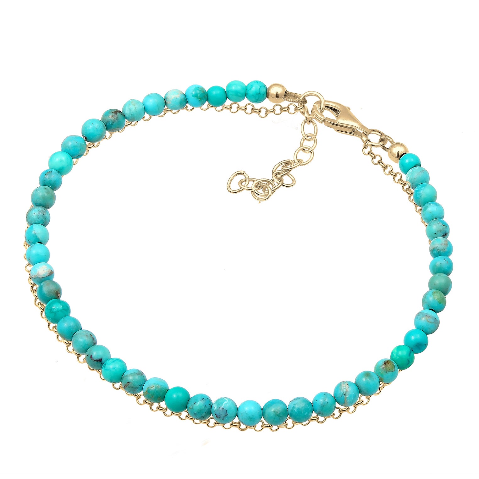 Turquoise Perhiasan Wanita Perak Asli - Silver Gelang Layer Howlite Gemstone Beads Boho