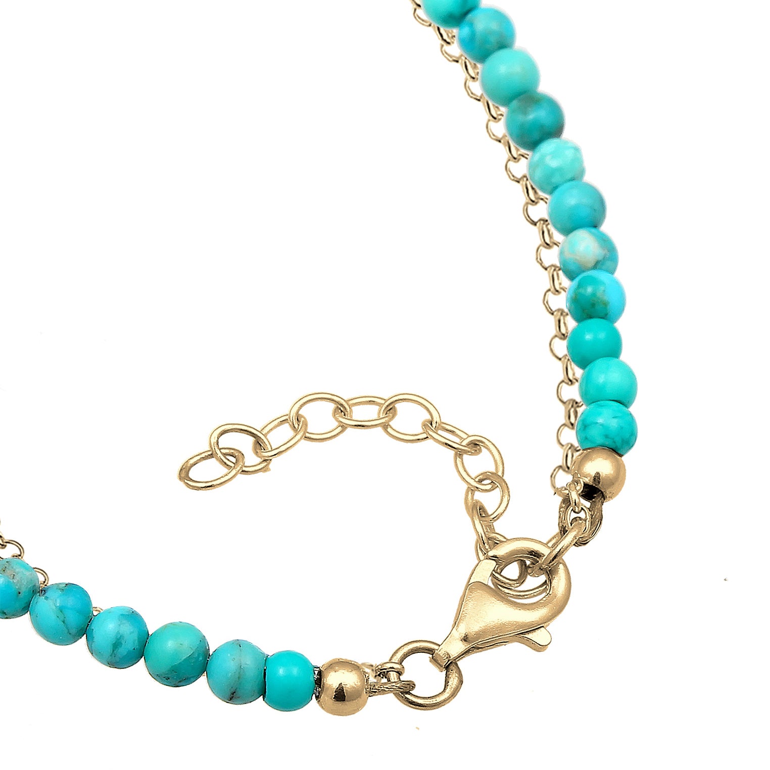 Turquoise Perhiasan Wanita Perak Asli - Silver Gelang Layer Howlite Gemstone Beads Boho