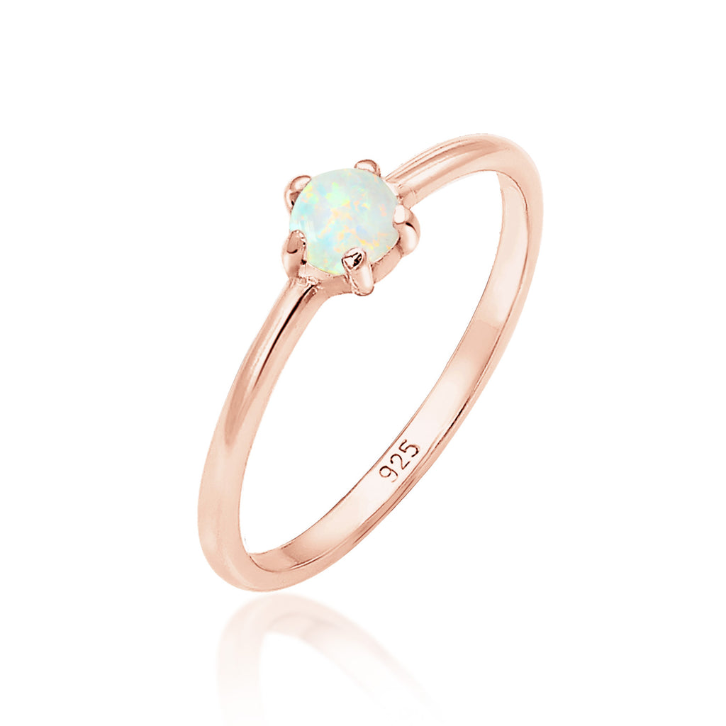Ring Band Basic Geo Synthetic Opal In 925 Sterling Silver Rosegold Plated
