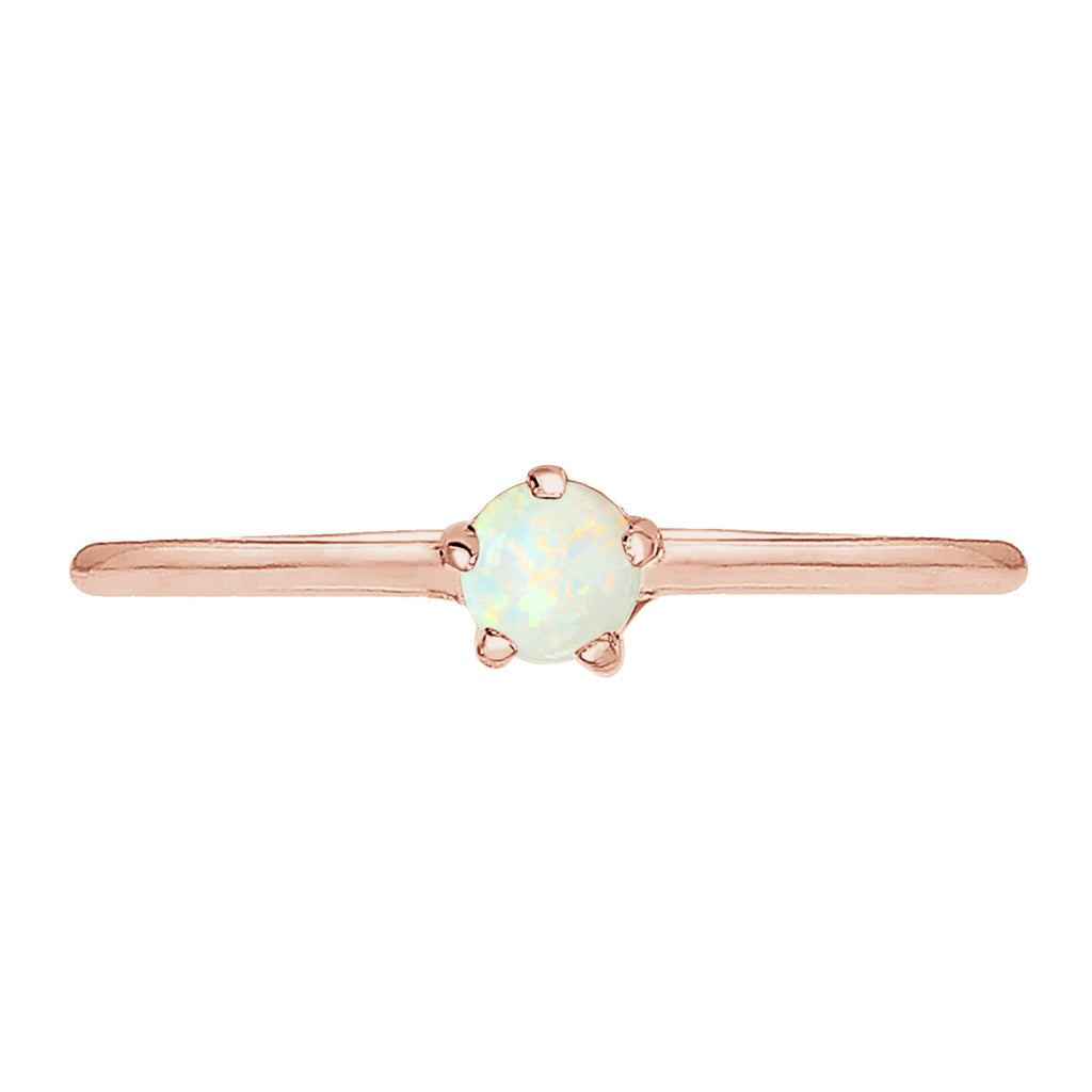 Ring Band Basic Geo Synthetic Opal In 925 Sterling Silver Rosegold Plated
