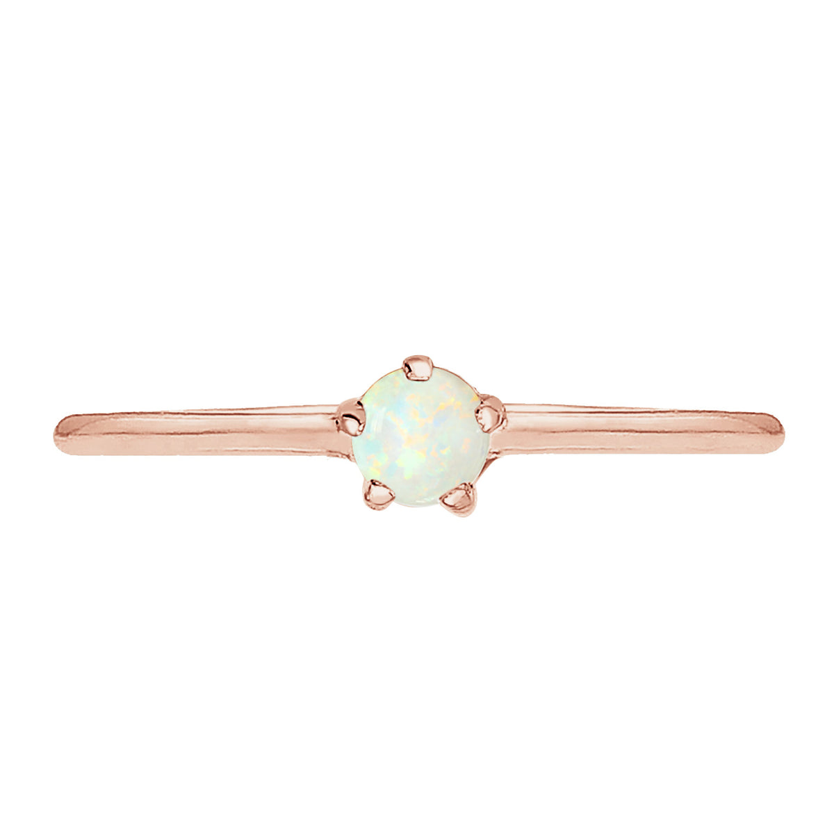 Ring Band Basic Geo Synthetic Opal In 925 Sterling Silver Rosegold Plated