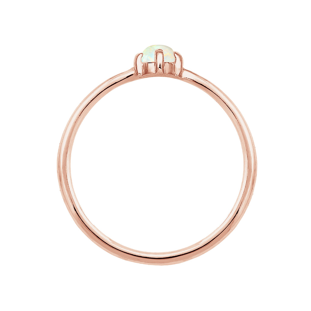 Ring Band Basic Geo Synthetic Opal In 925 Sterling Silver Rosegold Plated