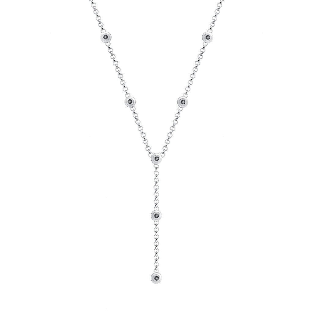 Silver Perhiasan Wanita Perak Asli - Silver Kalung   Y-Chain Geo Trend Crystals
