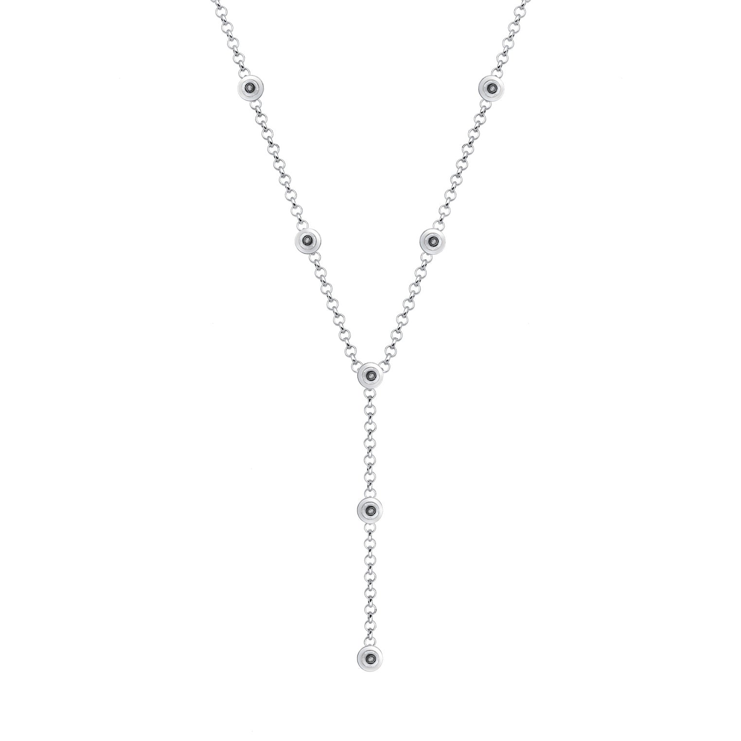 Silver Perhiasan Wanita Perak Asli - Silver Kalung   Y-Chain Geo Trend Crystals