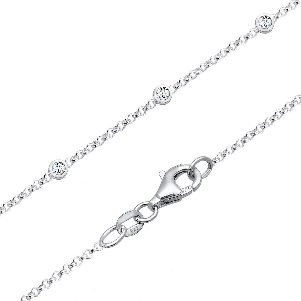 Silver Perhiasan Wanita Perak Asli - Silver Kalung   Y-Chain Geo Trend Crystals