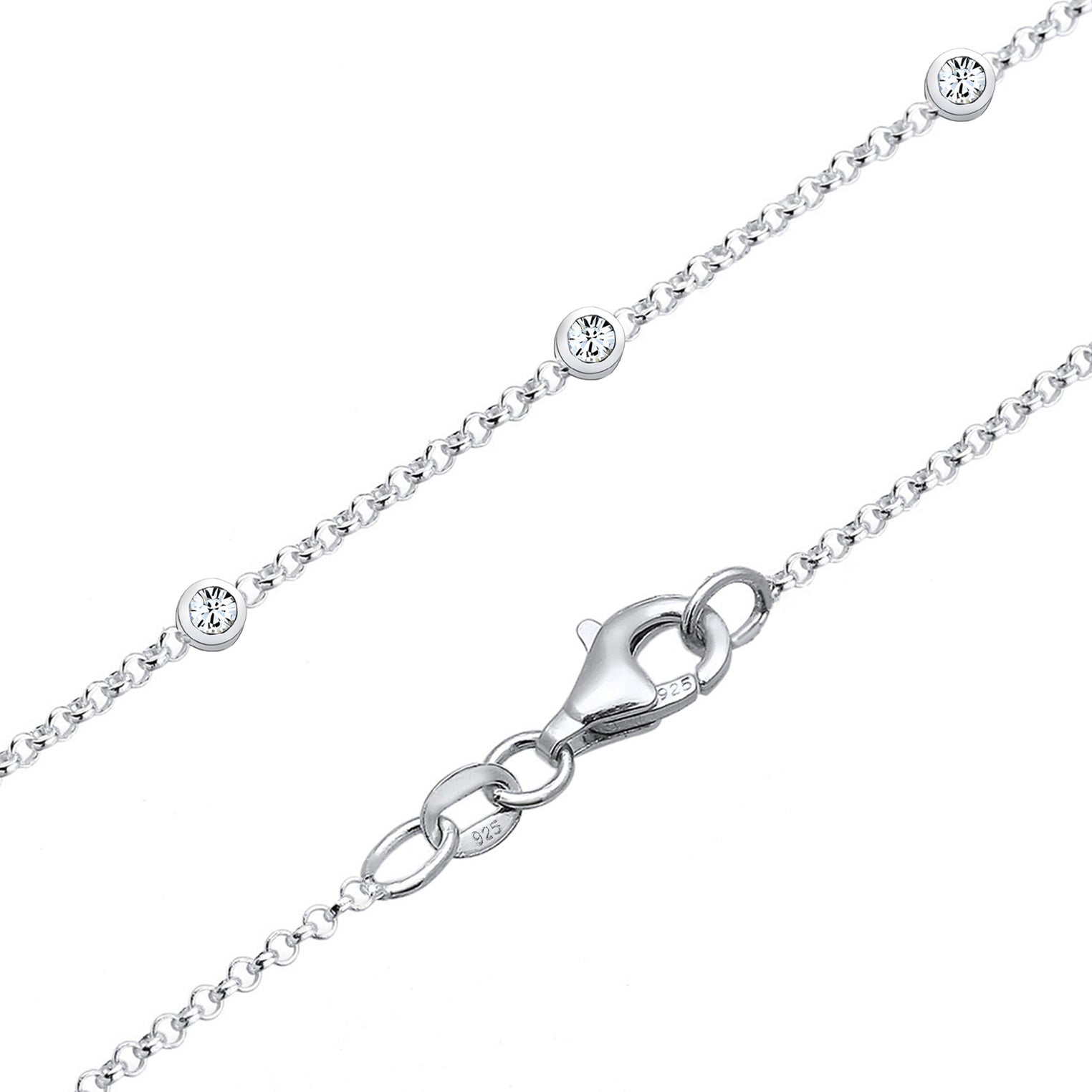 Silver Perhiasan Wanita Perak Asli - Silver Kalung   Y-Chain Geo Trend Crystals