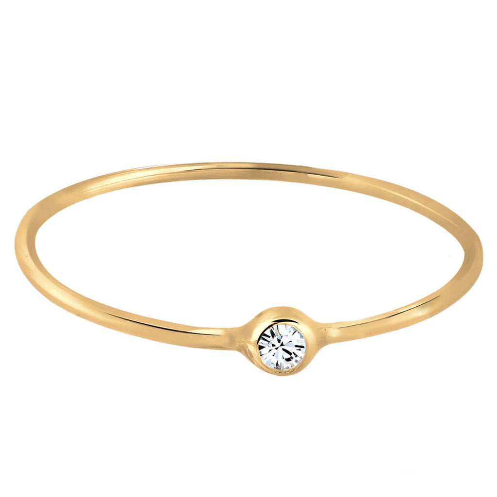 Gold - Elli | Ring Solitaire Stacking Embellished with Crystals by Swarovski® 925 Sterling Silver Gold Plated