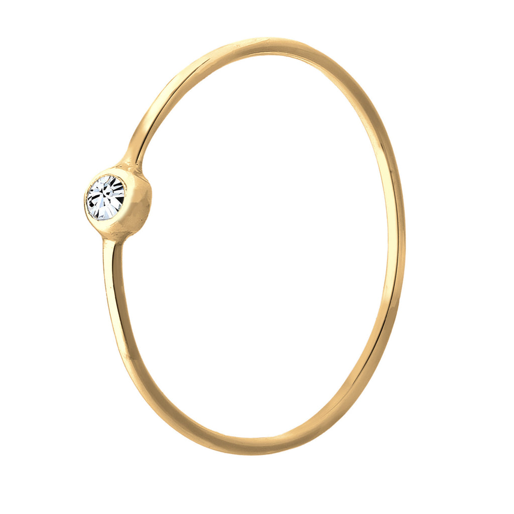 Gold Cincin Perhiasan Perak 925 Wanita Basic Crystal Gold Plated