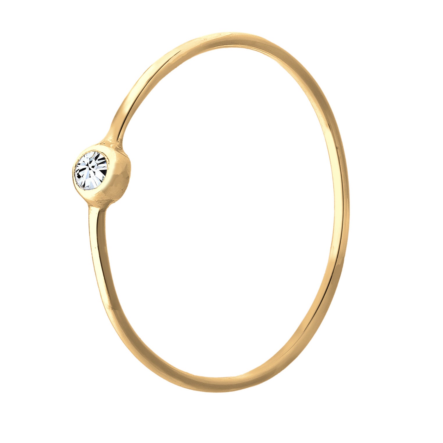 Gold Cincin Perhiasan Perak 925 Wanita Basic Crystal Gold Plated