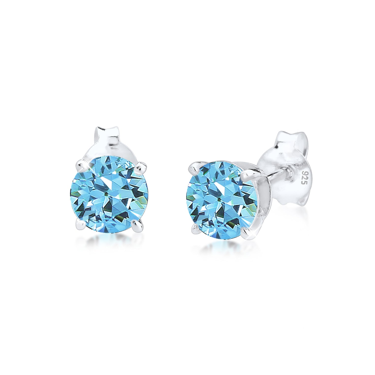 Blue Perhiasan Wanita Perak Asli - Silver Anting Crystal Stud