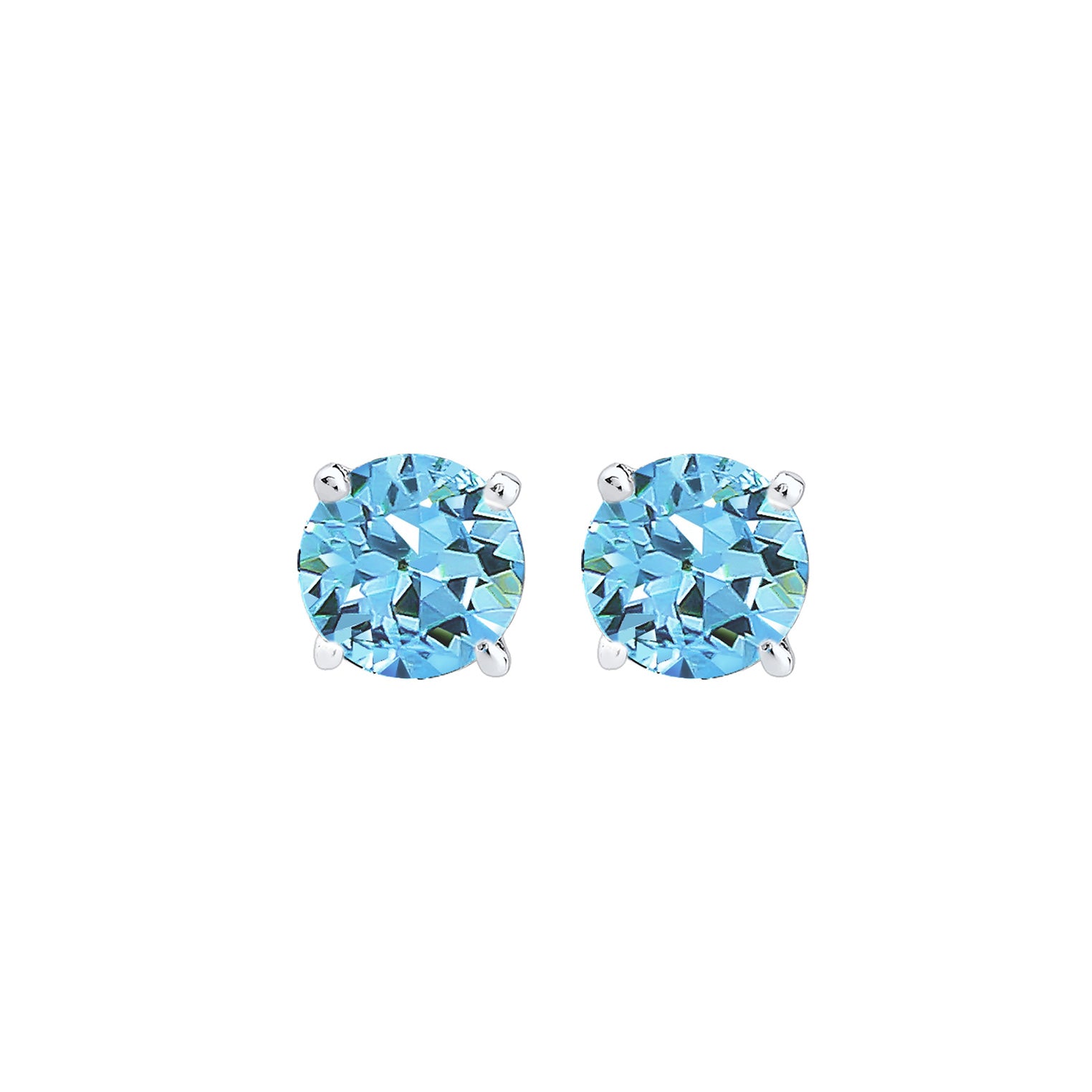 Blue Perhiasan Wanita Perak Asli - Silver Anting Crystal Stud
