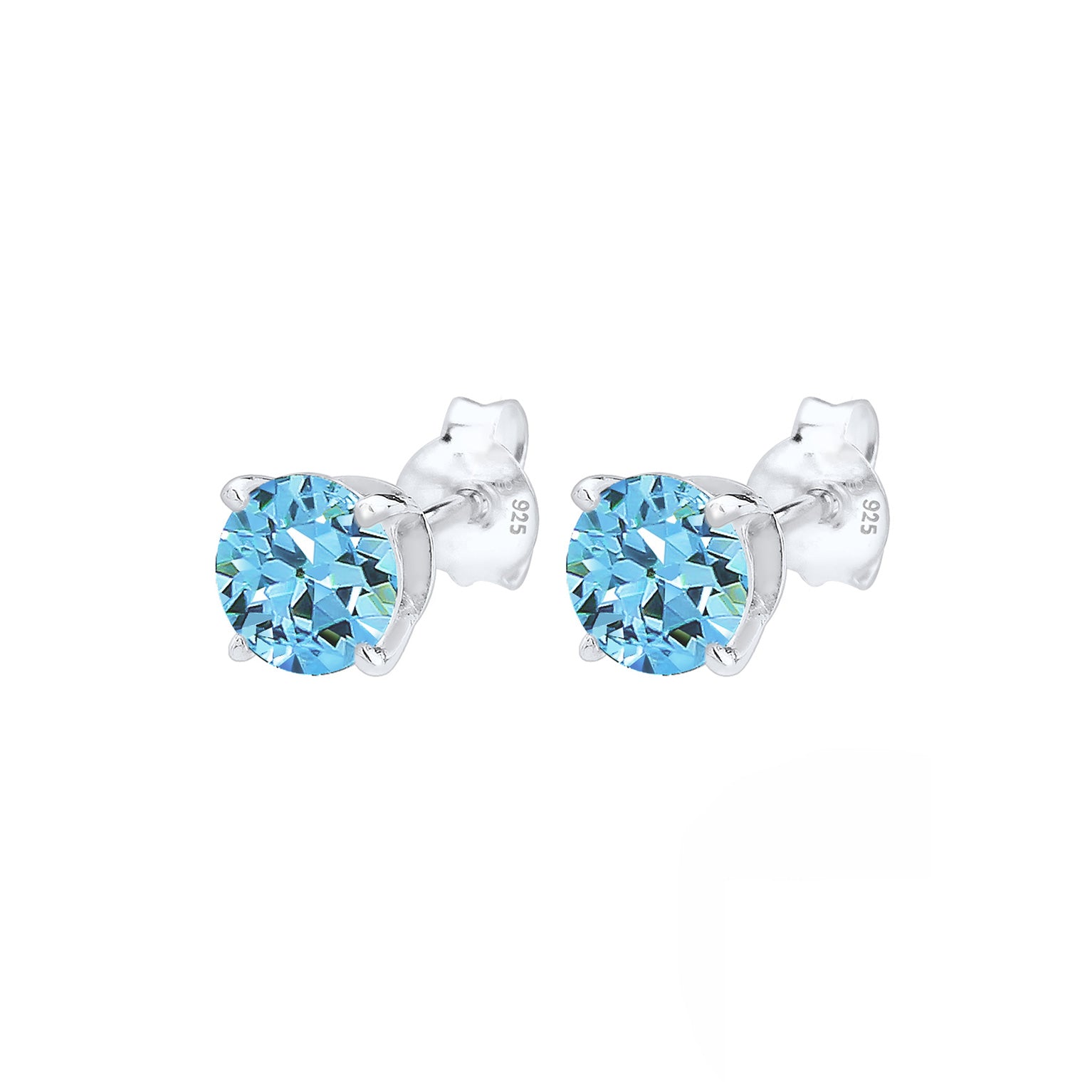 Blue Perhiasan Wanita Perak Asli - Silver Anting Crystal Stud