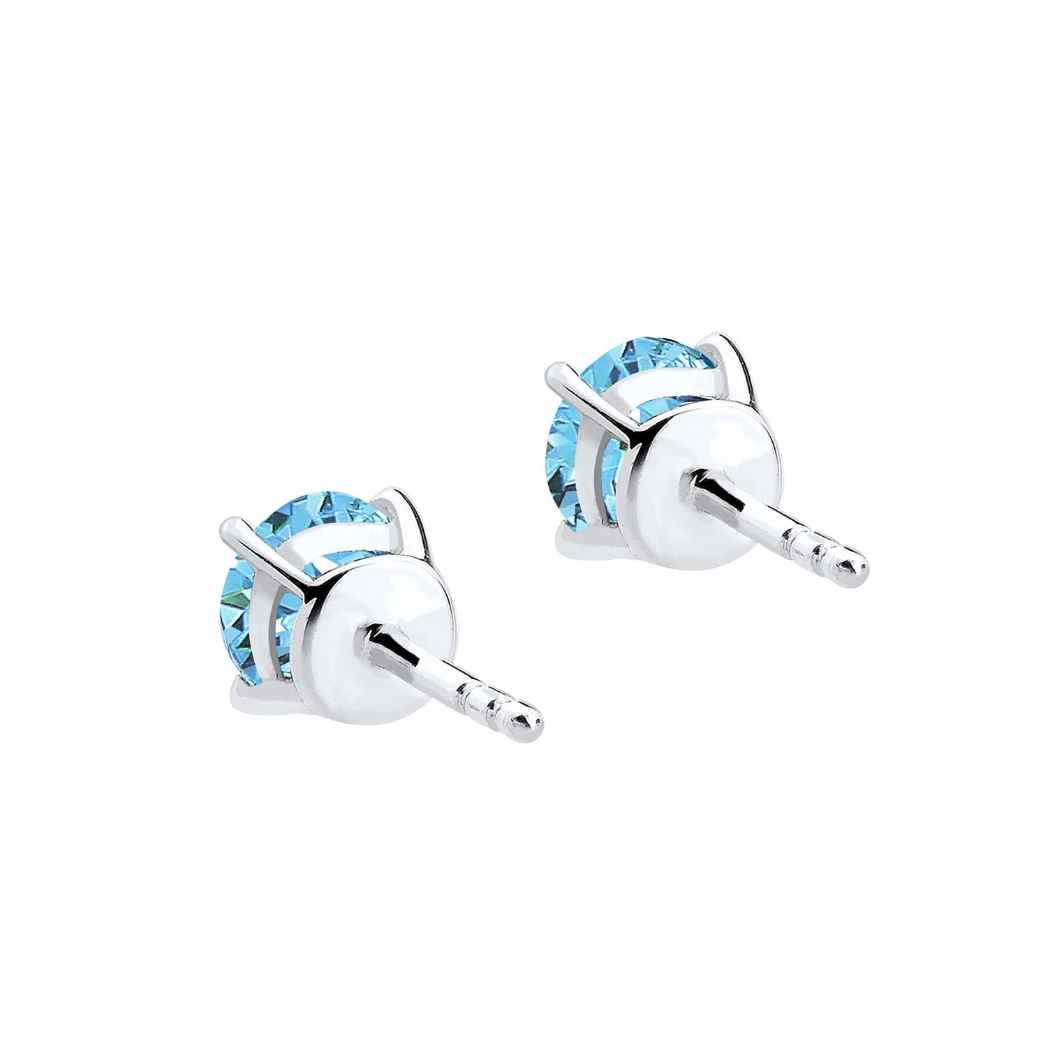 Blue Perhiasan Wanita Perak Asli - Silver Anting Crystal Stud