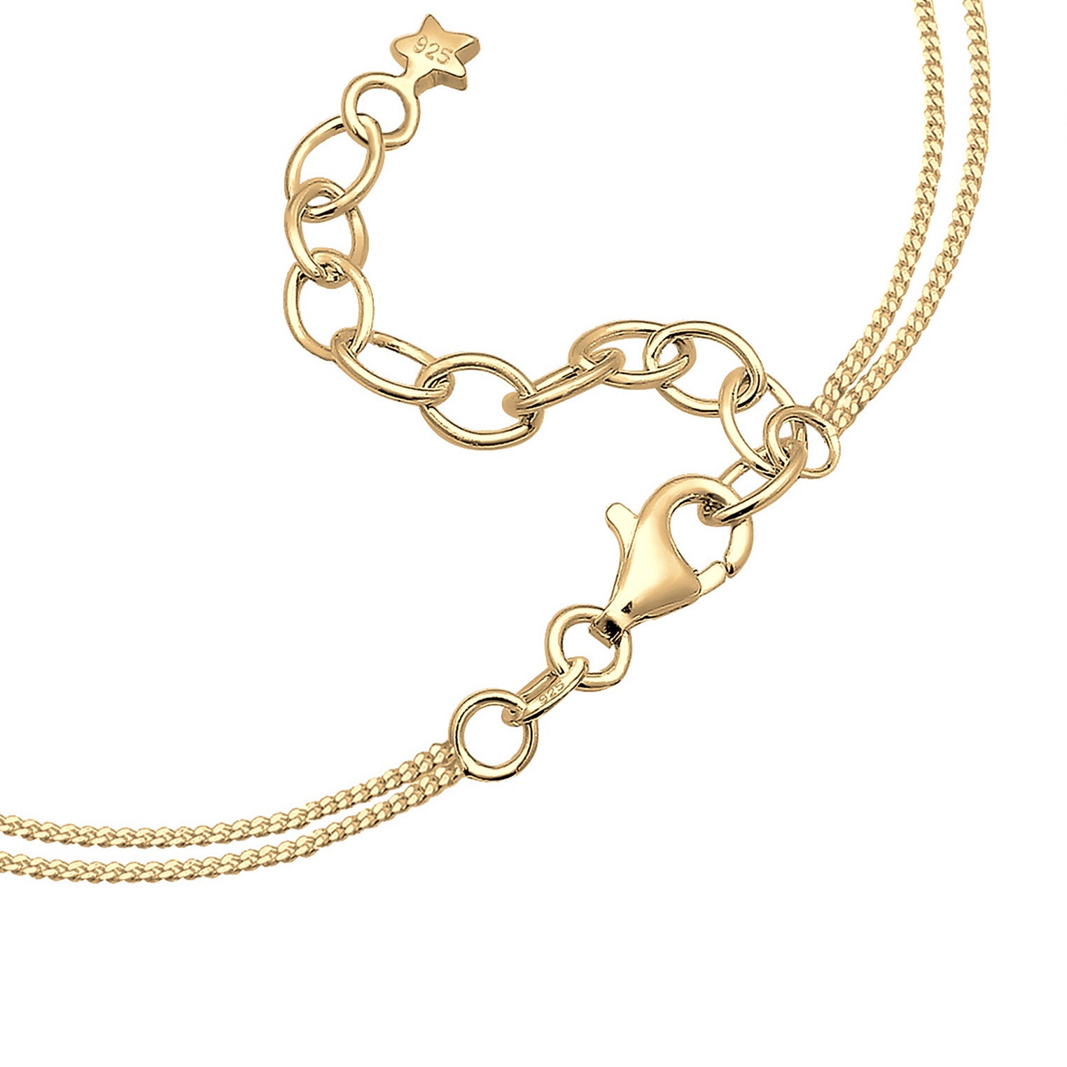 Gold Perhiasan Wanita Perak Asli - Silver Kalung  Choker Layer Astro Half Moon Stars Lapis Emas