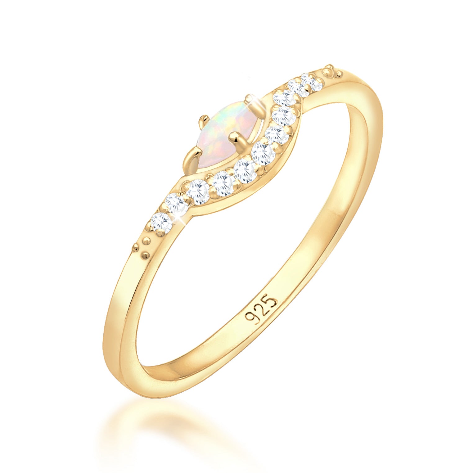 Gold Cincin Perhiasan Perak 925 Wanita Vintage Zirconia Opal Gold Plated