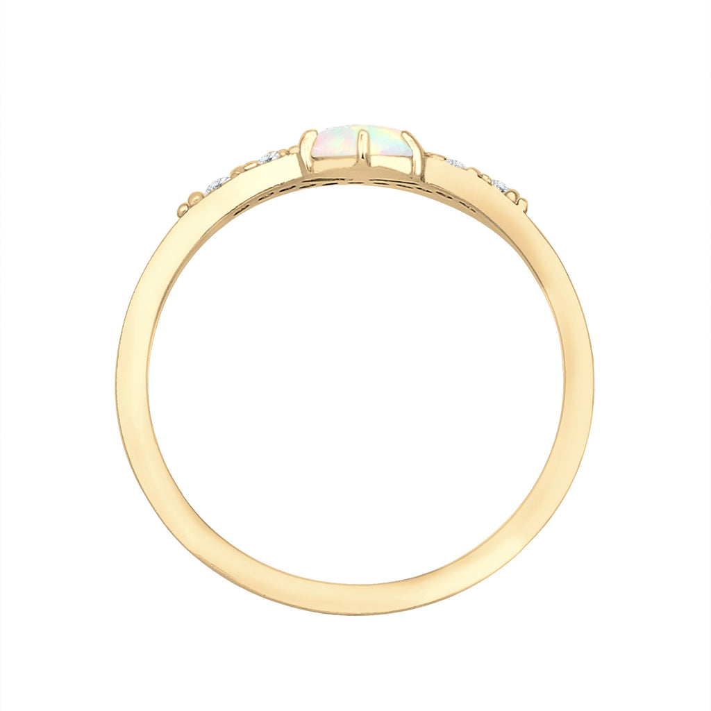 Gold Cincin Perhiasan Perak 925 Wanita Vintage Zirconia Opal Gold Plated