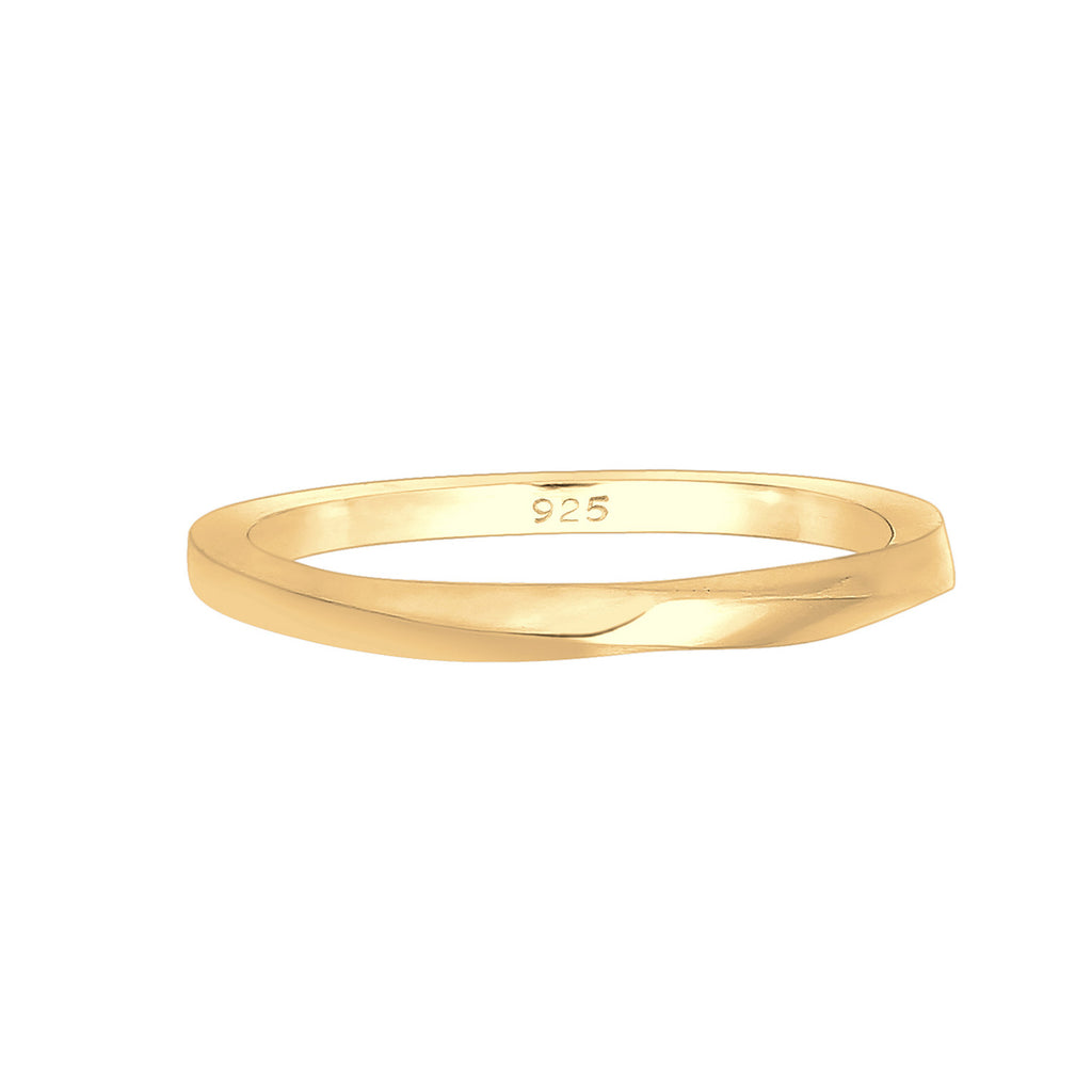 Gold Cincin Perhiasan Perak 925 Wanita Basic Twisted Gold Plated