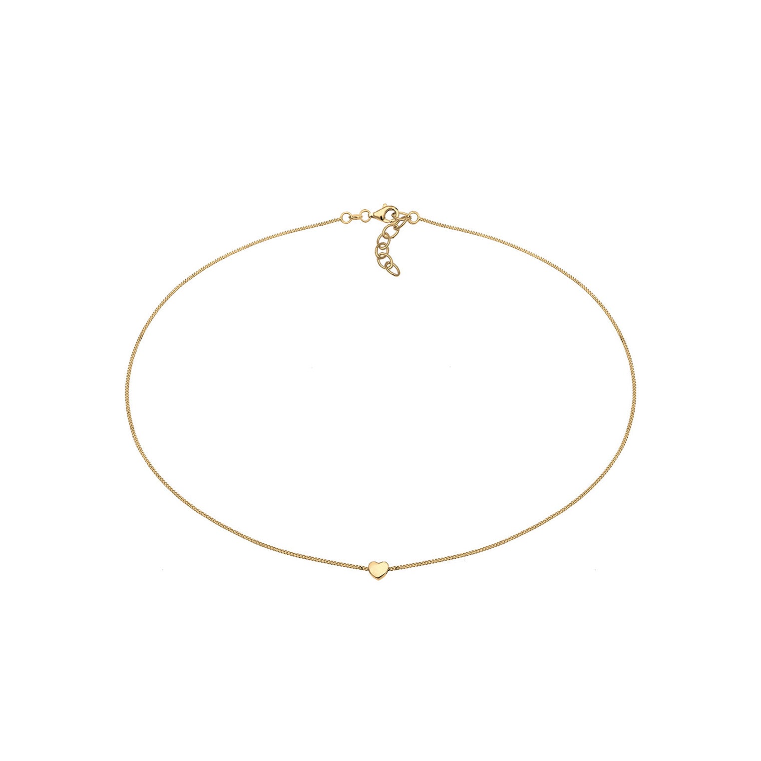 Gold Kalung Perhiasan Perak 925 Wanita Choker Heart Filigree Gold Plated