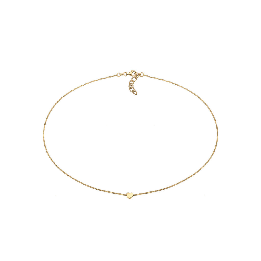 Heart Choker Necklace 925 Silver Gold Plated