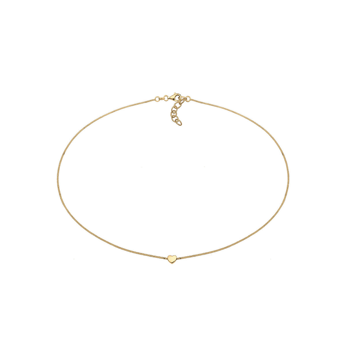 Heart Choker Necklace 925 Silver Gold Plated