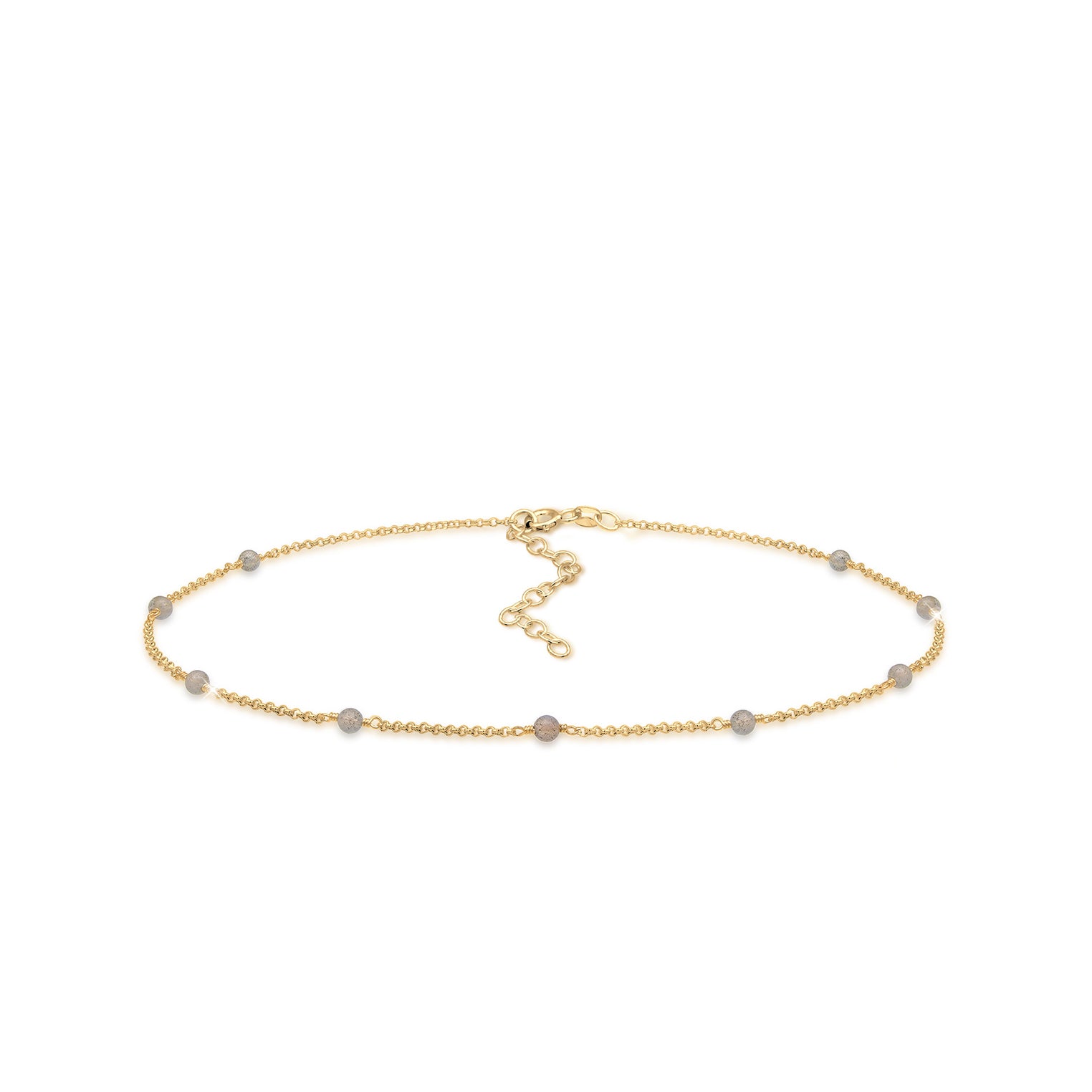 Gold Perhiasan Wanita Perak Asli - Silver Kalung  Choker Labradorite Balls Lapis Emas