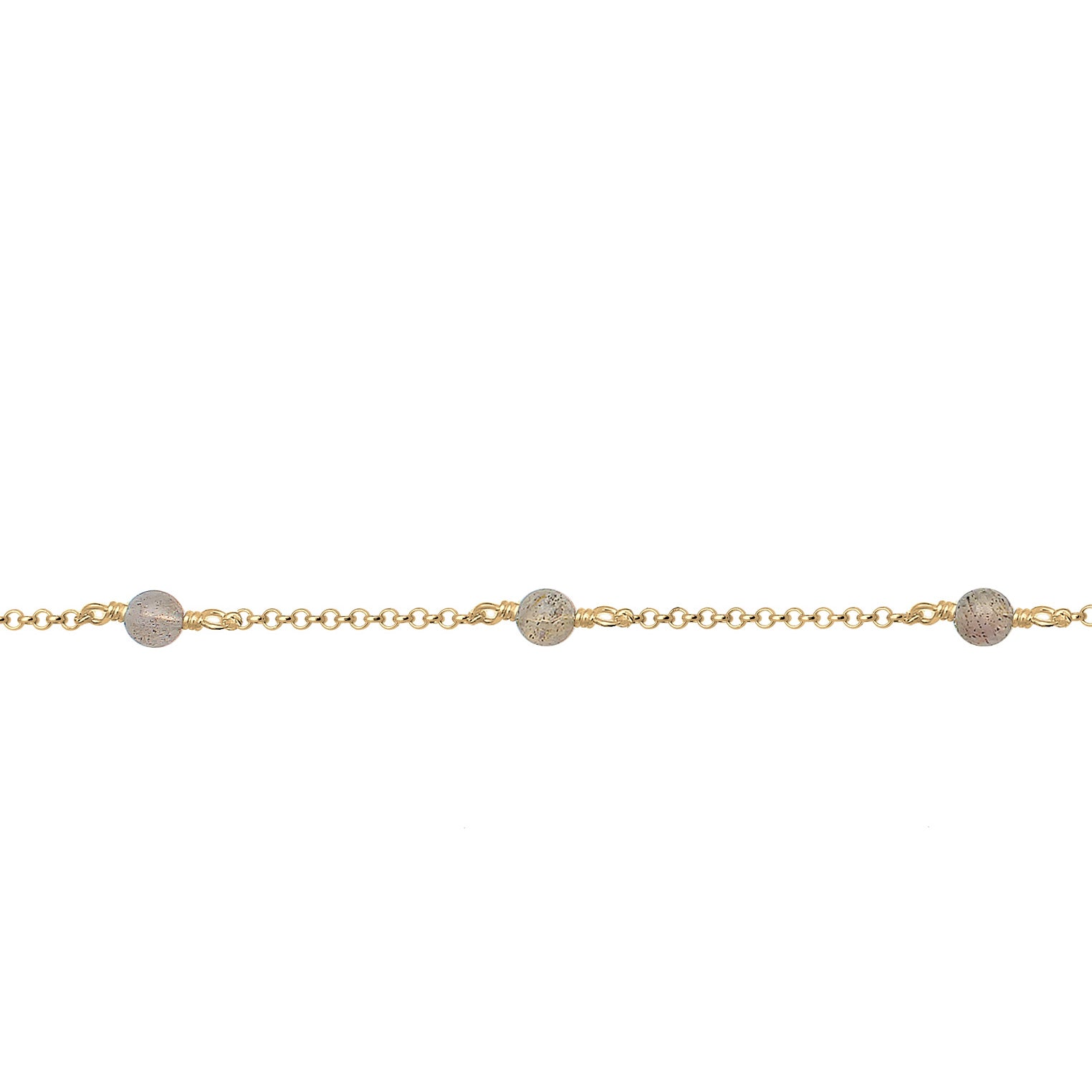 Gold Perhiasan Wanita Perak Asli - Silver Kalung  Choker Labradorite Balls Lapis Emas