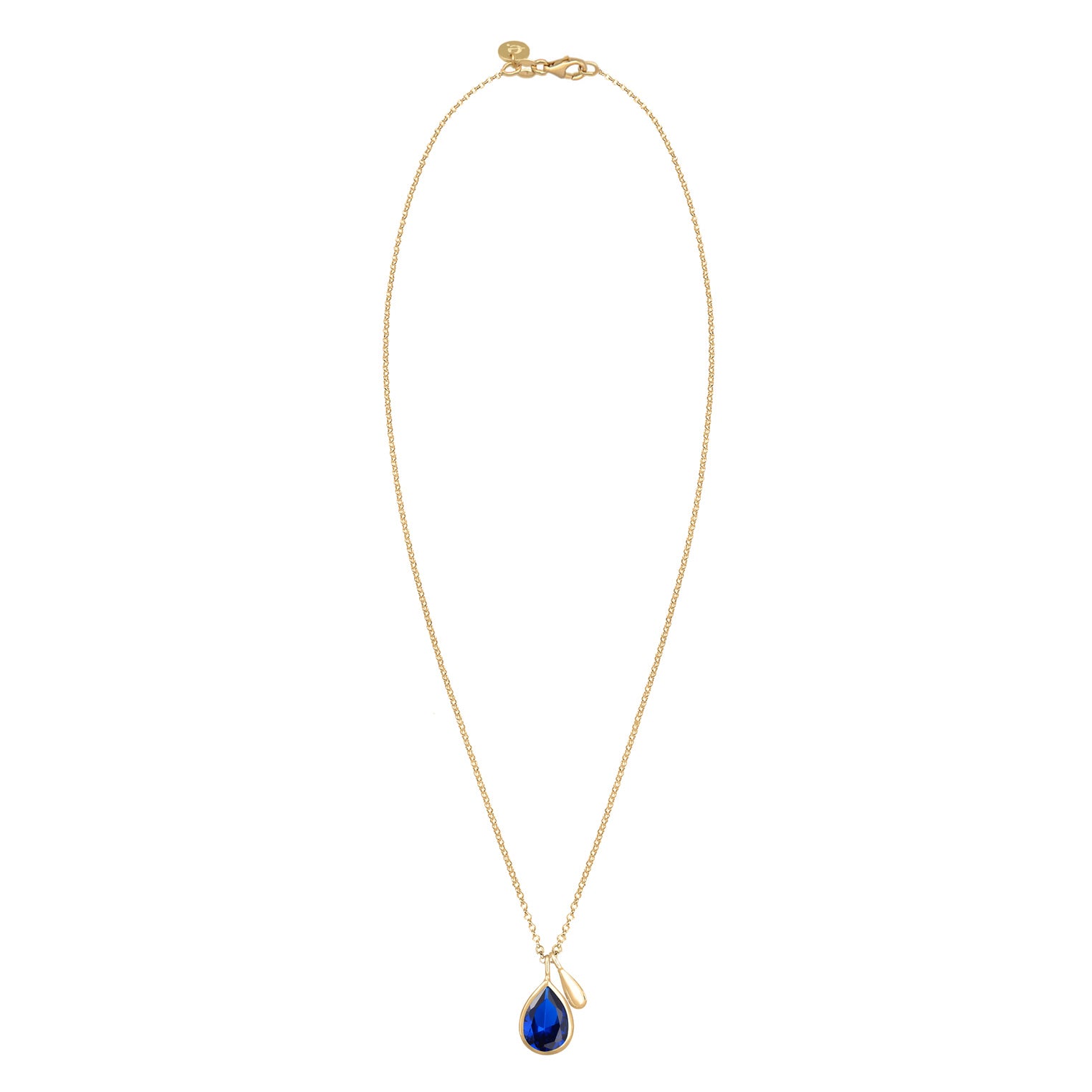 Gold Perhiasan Wanita Perak Asli - Silver Kalung  Drop Sapphire Blue Lapis Emas