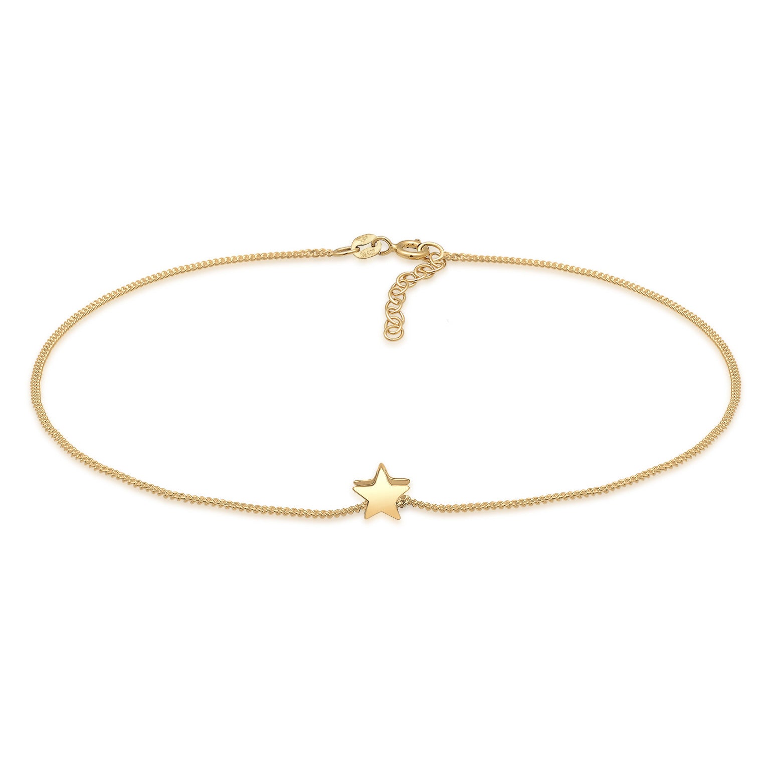Gold Perhiasan Wanita Perak Asli - Silver Gelang Kaki Star Astro Gold Plated