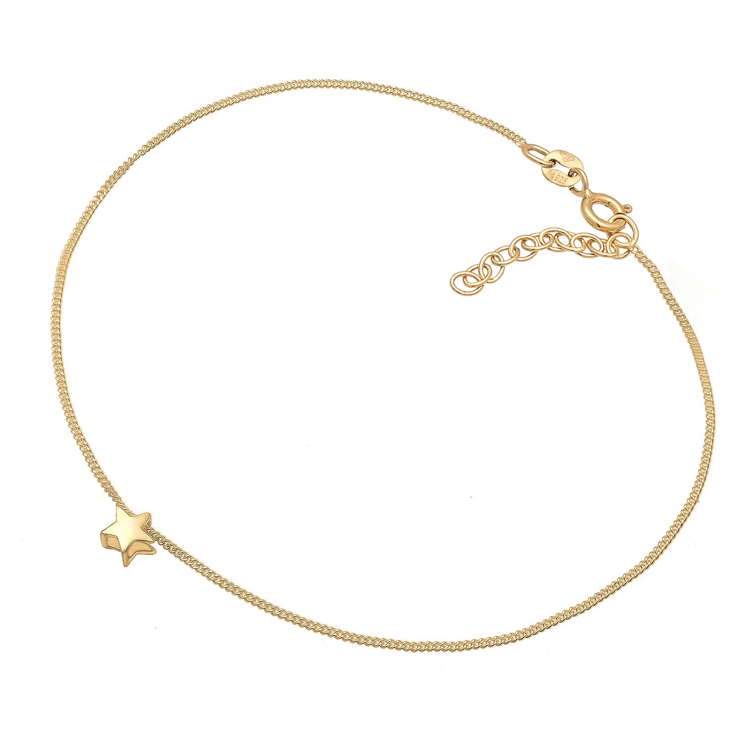 Gold Perhiasan Wanita Perak Asli - Silver Gelang Kaki Star Astro Gold Plated