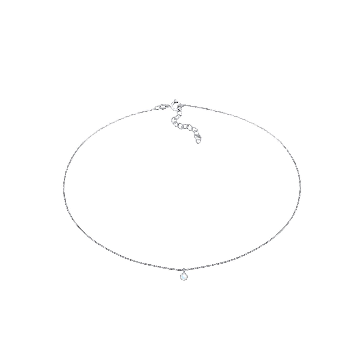 Silver Perhiasan Wanita Perak Asli - Silver Kalung  Choker Geo Moonstone