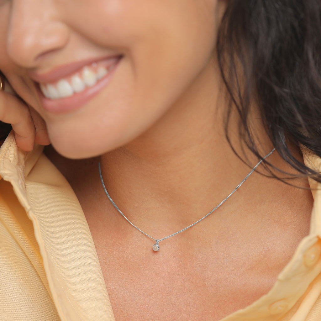 Silver - Elli | Choker Necklace 925 Silver Moonstone