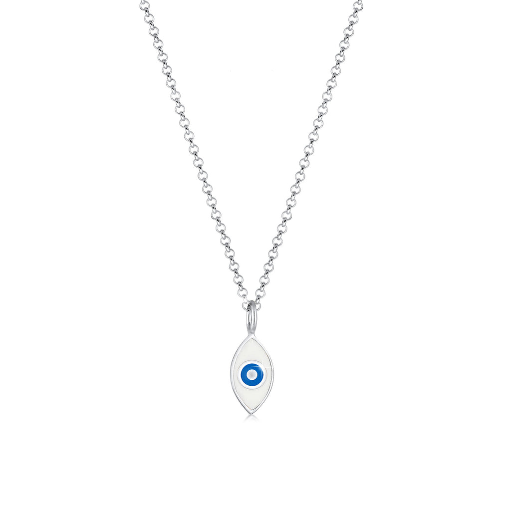 Silver Kalung Perhiasan Perak 925 Wanita Evil Eye Symbol Enamel